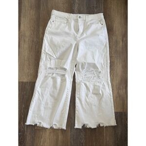 L Altar'd State Jeans White Distressed Wide Pockets Women's Size 30  78 RawHem